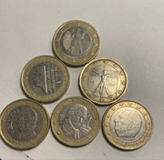Zestaw monet 1 euro -6 sztuk- każda moneta inna 