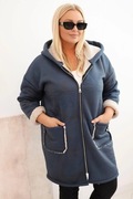 Kurtka damska plus size z kapturem I kieszeniami ocieplana barankiem 