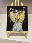 „Złoty Anioł” – obraz akrylowy 25x30 cm ręcznie malowany unikat