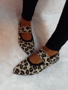 (41) Panterkowe baleriny Dzianinowe z zapięciem, NOWE 