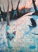 Puzzle drewniane autorskie, reprodukcja obrazu "Chłód" Bashka