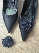 Ozdobne eleganckie klipsy do butów z koralików