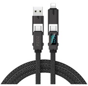 Kabel USB 4w1 Fast Charge iPhone/Android LED 1,5m płaski