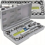 Zestaw kluczy nasadowych 40 el grzechotka nasadki + walizka GRATIS