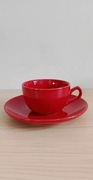 Piękna czerwona filiżanka z talerzykiem, do espresso, Home&You, 150 ml.