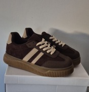Sneakersy buty brązowe