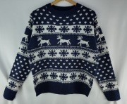 Sweter świąteczny Boohoo M/L nowy bez metki renifery i śnieżynki