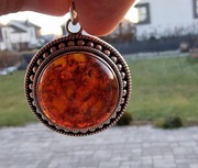 Srebrny wisior z bursztynem ok 19 gram pr925 