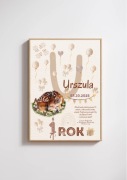 Personalizowany prezent na roczek imię ramka a3 od chrzestnych dziadków