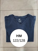 Granatowa koszulka z krótkim rękawem T-shirt HM basic 122/128
