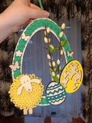 Wianek wielkanocny ozdoba na drzwi okno Jajo baranek pisanki makrama