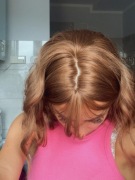 Peruka nowa jak naturalne brąz blond pasemka fale loki grzywka dla kobiet