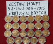 5zl 23 monet komplet z Ratuszem w Brzegu mennicze 2014-2025