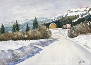 Wakacje w górach akwarela 30x21cm ręcznie malowana