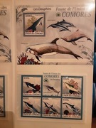 Komory 2009 Mi 2445-9  + bl 530  delfiny  CIĘTY zestaw idealny