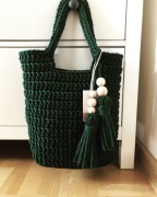 Torba butelkowa zieleń czarna rekodzielo handmade