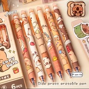 Długopisy ścieralne z gumką, 6 sztuk , Niebieskie 