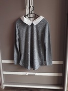 Damski sweterek z białym kołnierzykiem przez głowę rozmiar L vintage