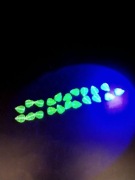 Koraliki szkło uranowe zielone listki