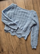 Italy Moda sweter krótszy falbanka splot niebieski uni