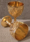 2szt. Piękne bogatozdobione kielichy kieliszki ozdobne liturgiczne metalowe