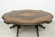Zjawiskowy intarsjowany stół z lat 40 XXw. Po profesjonalnej renowacji.