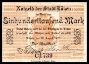 Giżycko - Lötzen, 1923, 100.000 Mk (Keller 3315a)