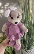 Miś maskotka z włóczki na prezent dla dziewczynki handmade przytulanka