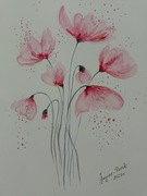 Obrazek z różowymi kwiatami -akwarela