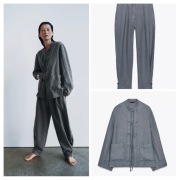 Zara limited zestaw set len marynarka spodnie S