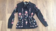 Bluzka elegancka róże haftowane 40/42 L/XL stójka
