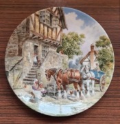 WEDGWOOD Talerz ozdobny porcelanowy wieś konie koń 