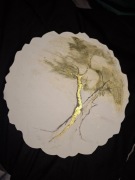 Taca dekoracyjna z gipsu z motywem drzewa - ołówek i złoty akryl