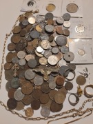 zestaw monet 231 sztuk w tym srebro wykopki  biżuteria