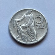 5 złotych 1958 - rybak - destrukt - bez sznura