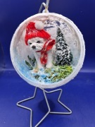 Bombka3d Z  ręcznie wykonanym Maltańczykiem w czapce I kokardzie