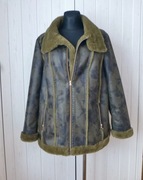 Vintage Love kurtka pilotka krótki kożuszek z wysokim kołnierzem 48 50