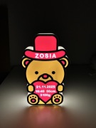 Metryczka na urodziny dziecka podświetlana lampka miś chłopiec dziewczynka