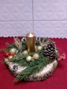 Dekoracja świąteczna na plastrze drewna 45cm