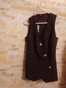 (38/M) RIVER ISLAND/ Brązowa kamizelka ołówkowa z Londynu, NOWA 