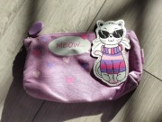 Piórnik fioletowy z kotem stylowy 20x12