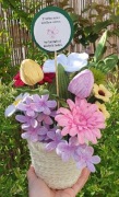 Flowerbox sztuczne kwiaty rękodzieło dla nauczyciela 