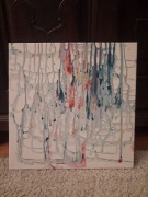 Obraz abstrakcja recznie malowany kolorowy na plutnie 40 cm 