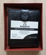 SKÓRZANY CZARNY PORTFEL MĘSKI MARKI ANDRUS - Nowy