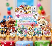 Zestaw ozdoby na tort urodzinowy Psi Patrol 1+12 szt.