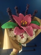 Bukiet różowo-fioletowy-biały na szydełku