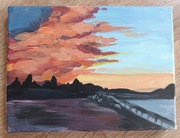 Obraz Zachód Słońca Krajobraz Akryl Płótno 24x17.5