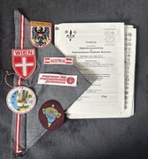 Odznaki, chusta, plakietki, fanziny, skauci harcerze Austria, zestaw