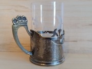 PODSTAKANNIK KOSZYCZEK UCHWYT SZKLANKA MONOGRAM HENNEBERG 1898-1915r