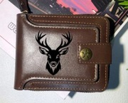 NOWY Skórzany portfel myśliwski JELEŃ Byk. Prezent dla Leśnika. DIANY.